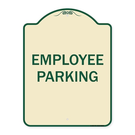 Signmission Designer Series Sign-Employee Parking, Tan & Green Heavy-Gauge Aluminum, 24" x 18", TG-1824-9849 A-DES-TG-1824-9849
